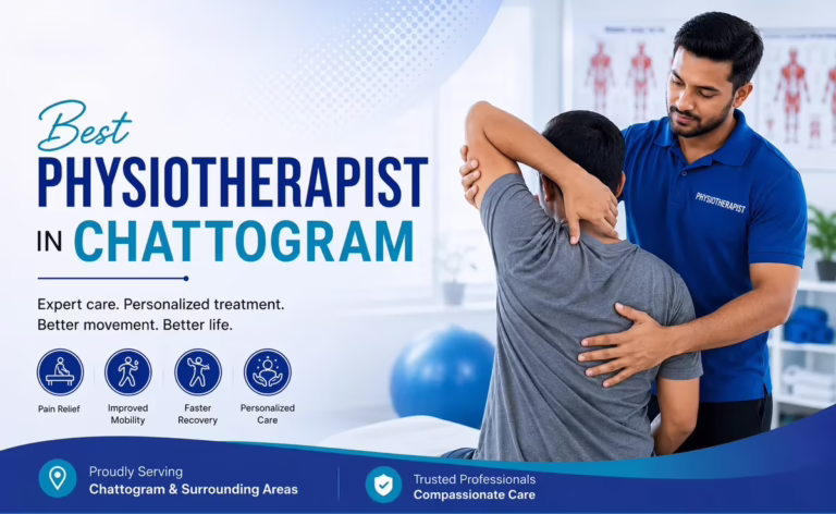 Therapist assisting a patient with controlled rehabilitation exercises in Chattagram and Rangunia.