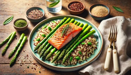 Diabetic-Friendly Baked Salmon with Asparagus and Quinoa Recipe