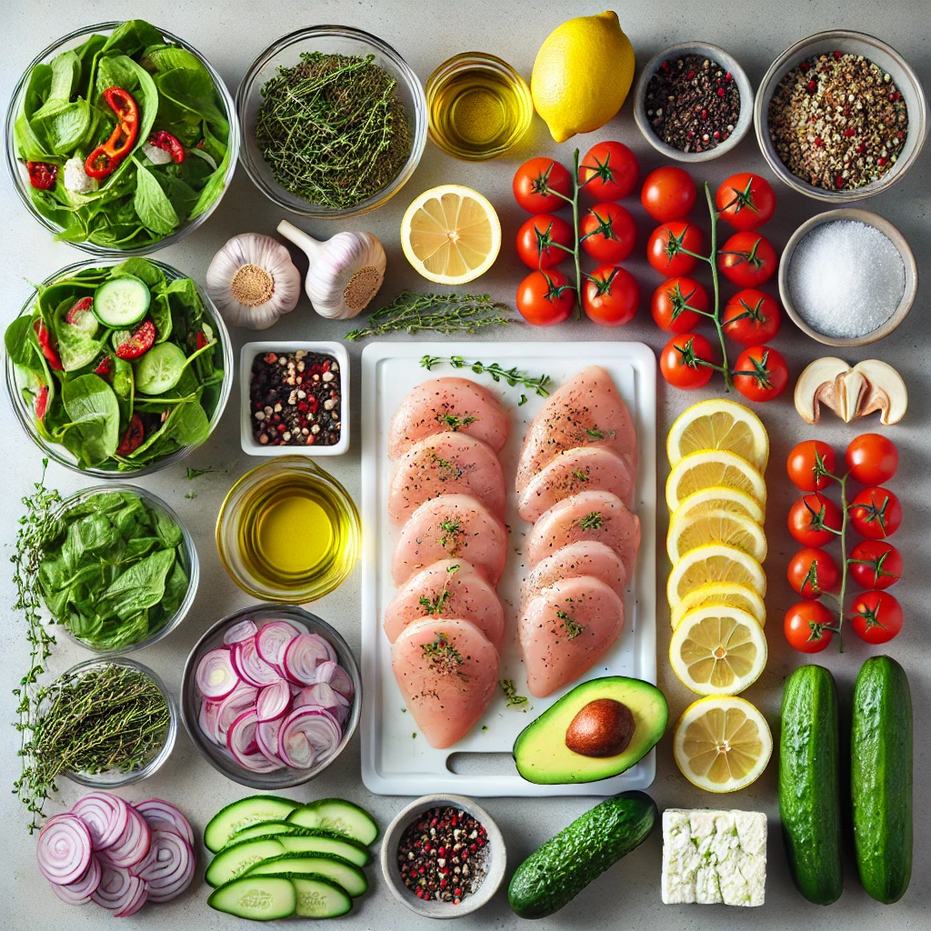 ingredients required for the Grilled Lemon Herb Chicken Salad