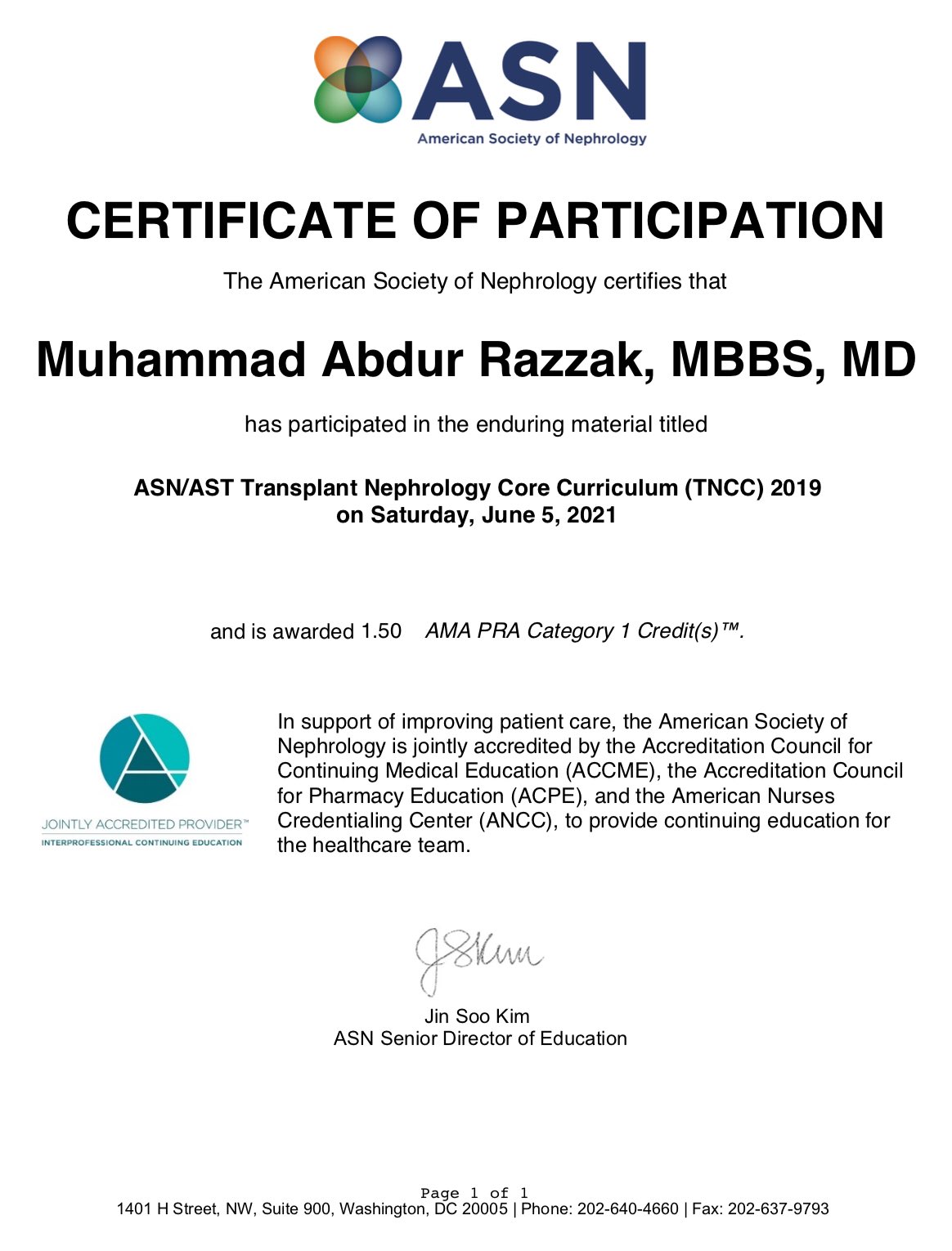 Dr. Muhammad Abdur Razzak's Professional Memberships