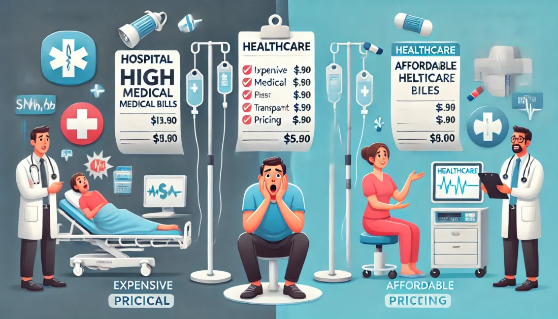 A side-by-side comparison of healthcare prices represented visually