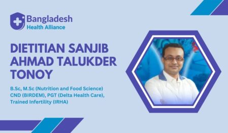 Dietitian Sanjib Ahmad Talukder Tonoy B.Sc, M.Sc (Nutrition and Food Science) CND (BIRDEM), PGT (Delta Health Care), Trained Infertility (IRHA)