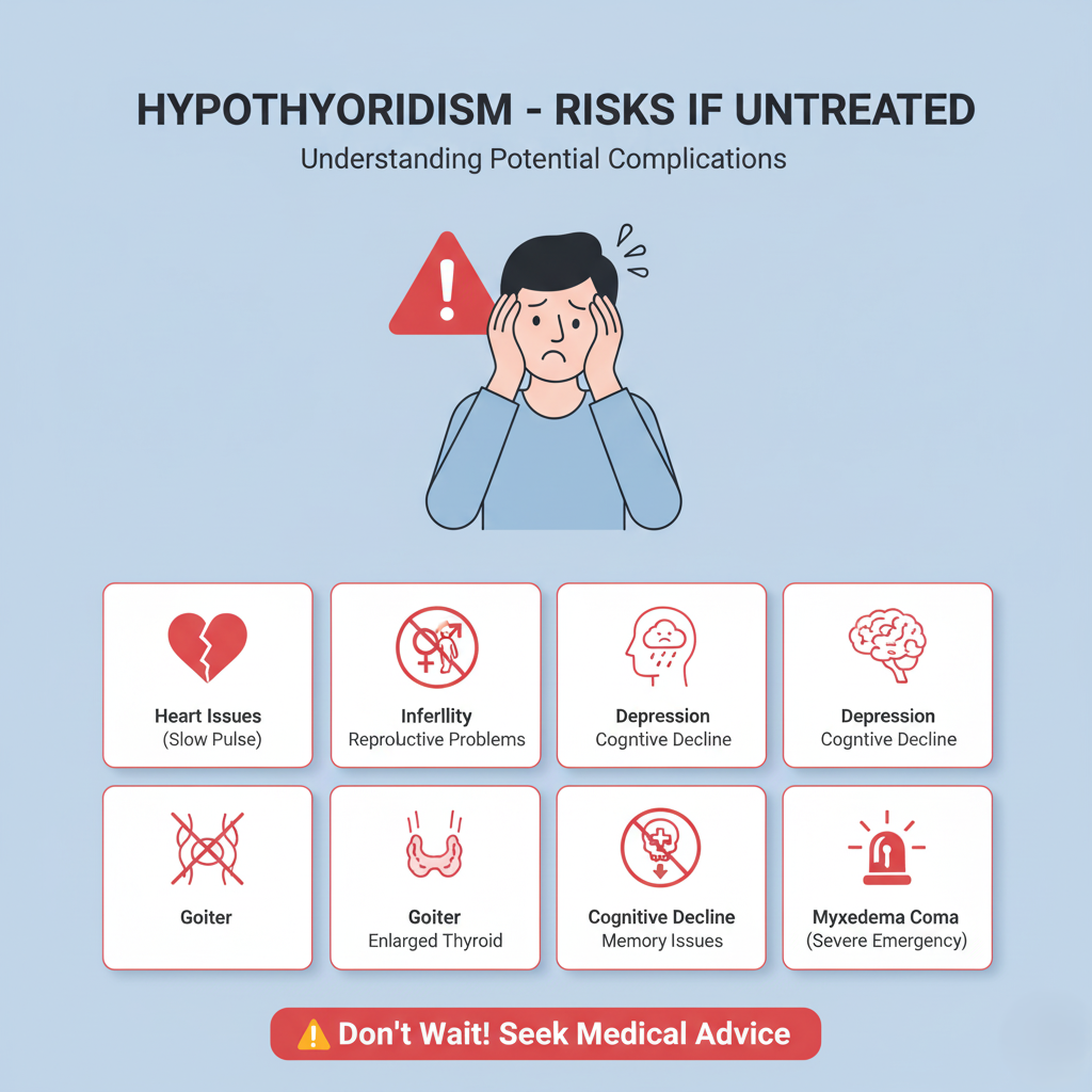 Risks if untreated Infertility, heart disease, depression, goiter, and in severe cases