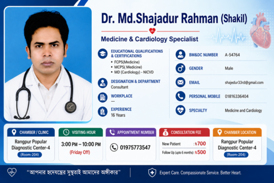 Dr. Md. Shajadur Rahman Cardiologist in Rangpur