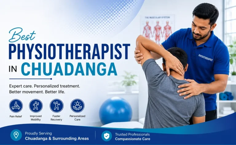 Patient receiving physiotherapy for arthritis and joint movement in Chuadanga, near Chuadanga Sadar.