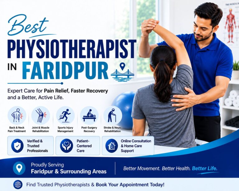 Patient receiving physiotherapy for stroke recovery in Faridpur, near Faridpur Sadar.