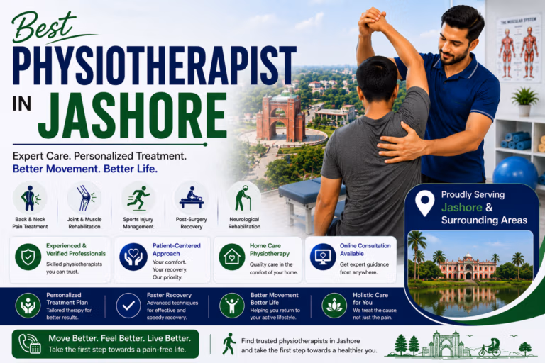 Physiotherapy session for paralysis rehabilitation in Jashore, covering Monirampur and surrounding areas.