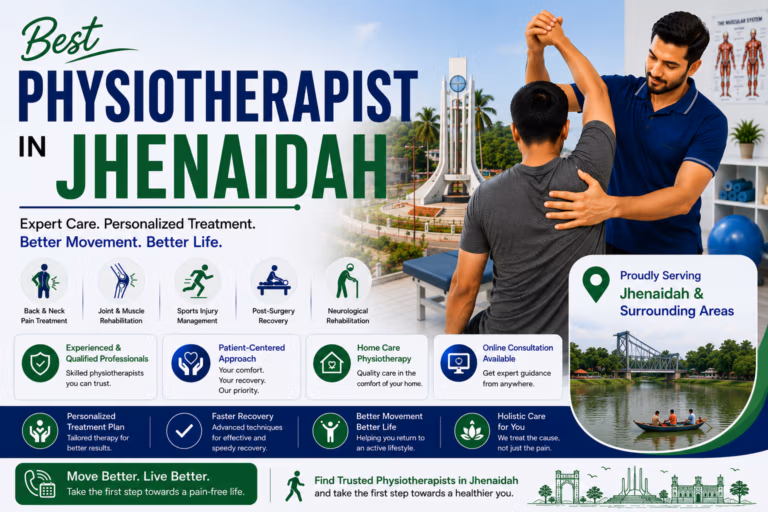 Therapist assisting a patient with strength and flexibility training in Jhenaidah and Jhenaidah Sadar.