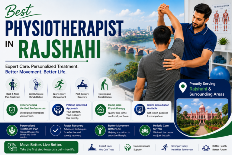 Therapist assisting a patient with controlled rehabilitation exercises in Rajshahi and Paba.