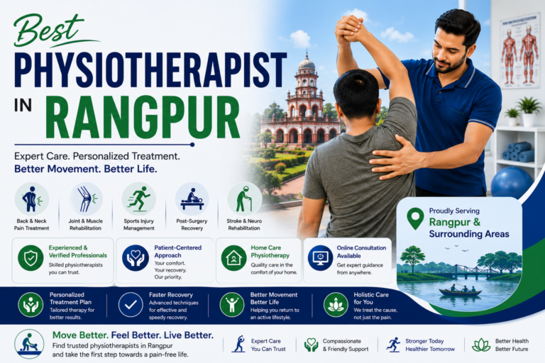 Physiotherapist guiding a patient through personalized exercise guidance in Rangpur, serving Rangpur Sadar and nearby areas.