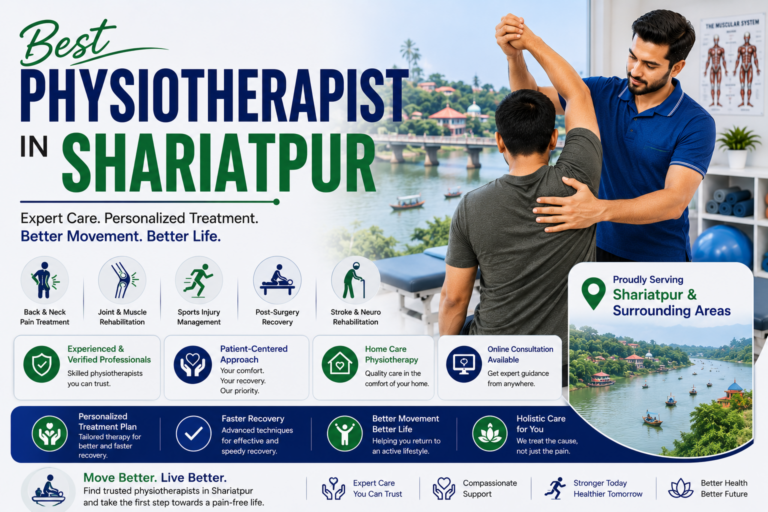 Patient receiving physiotherapy for stroke recovery in Shariatpur, near Shariatpur Sadar.