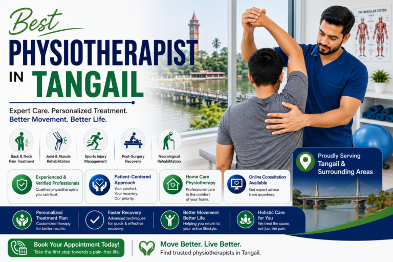 Physiotherapy session for back, neck and joint care in Tangail, covering Basail and surrounding areas.