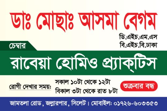 Dr. Mosammat Asma Begum Experienced Homeopathic Physician in Sylhet