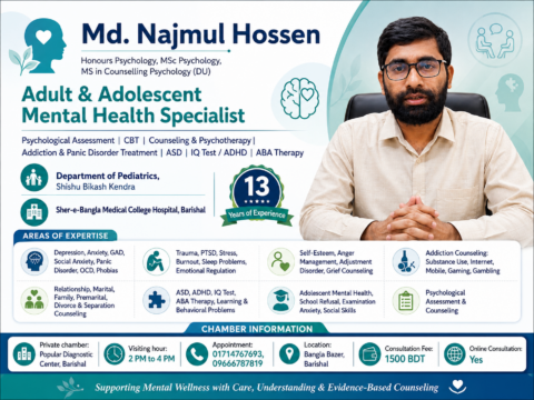 Md. Najmul Hossen – Mental Health Specialist & Counseling Psychology Professional in Barishal