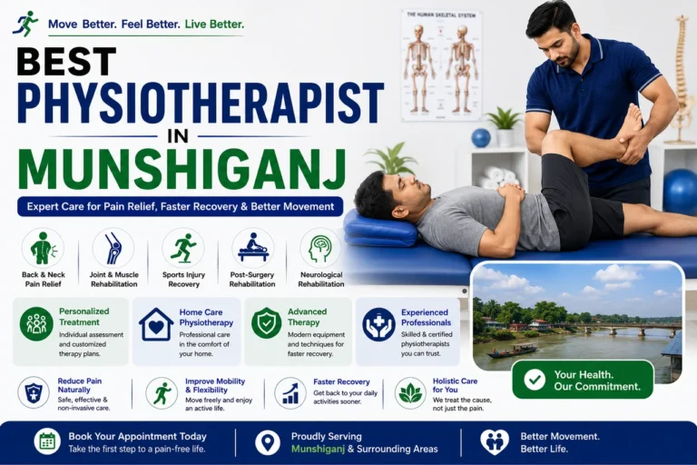 Physiotherapy session for paralysis rehabilitation in Munshiganj, covering Munshiganj Sadar and surrounding areas.