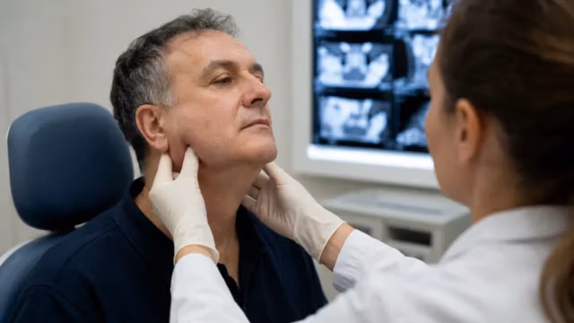 Clinical examination of salivary gland tumours with neck assessment in a medical setting