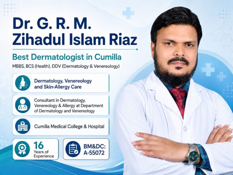 Dr. G. R. M. Zihadul Islam Riaz is a consultant dermatologist, venereologist and skin-allergy specialist practising in Cumilla