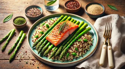 Diabetic-Friendly Baked Salmon with Asparagus and Quinoa Recipe